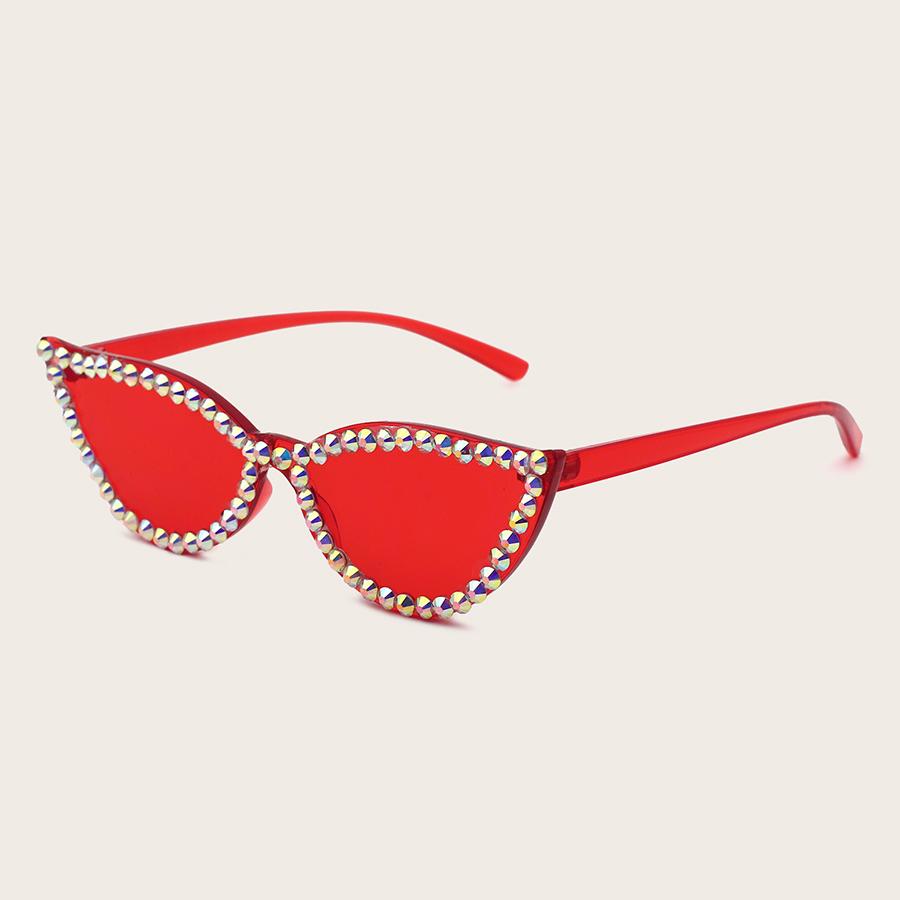 

LW Cat Eye Crystal Sunglasses, Red