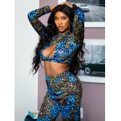 LW SXY Mixed Print Cut Out Crop Top Pants Set