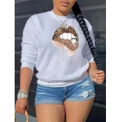 LW Round Neck Lip Print Hoodie
