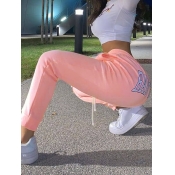 LW Casual Letter Print Pink Pants