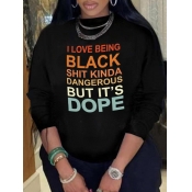 LW Round Neck Letter Print Sweatshirt