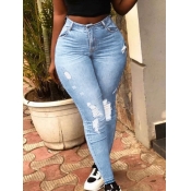 LW Street Broken Holes Baby Blue Jeans