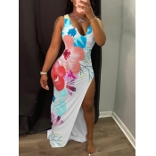 LW SXY Floral Print Thigh Slit Dress