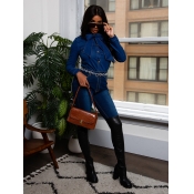 LW Trendy Lace-up Blue Blouse