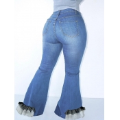 LW High-waisted Flounce Design Flared Jeans (No St