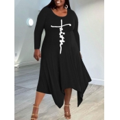 LW Plus Size Faith Drawing Letter Print Asymmetric