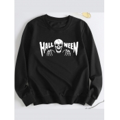 LW BASICS Letter Skull Head Print Sweatshirt