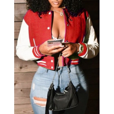 

LW Striped Button Design Coat, Red