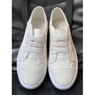 

LW Cross Strap Slip On Flats, White