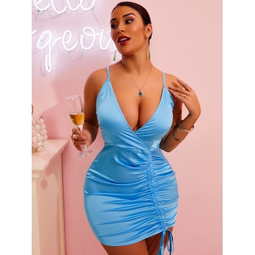 

LW SXY Ruched Drawstring Cami Dress, Blue