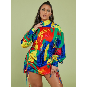 

LW Mixed Print Drawstring Wide Fit Dress, Multi