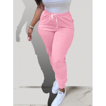 

LW BASICS Mid Waist Drawstring Pants, Pink
