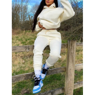 

LW BASICS Hooded Collar Oversized Pants Set, White