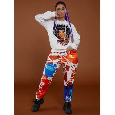 

LW Figure Print Oversized Pants Set, White