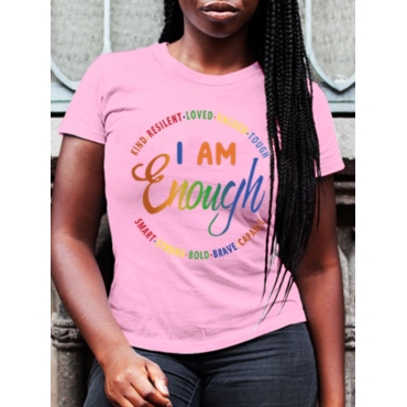 

LW Gradient Letter Print T-shirt, Pink