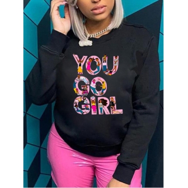 

LW Figure Letter Print Sweatshirt, Black
