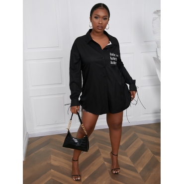

LW Plus Size Bandage Hollow-out Design Blouse, Black