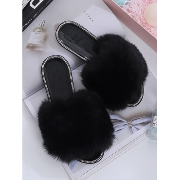 

LW Casual Fluffy Black Slippers