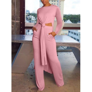 

LW High Split Wide Leg Pants Set, Pink