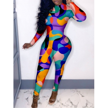 

LW Mixed Print Basic Skinny Jumpsuit, Multi