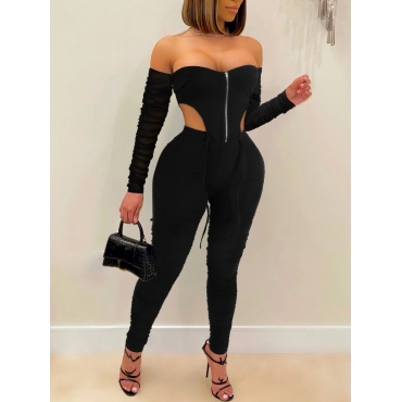 

LW SXY Off The Shoulder Ruched Pants Set, Black