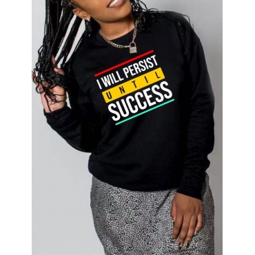 

LW BASICS Round Neck Letter Print Sweatshirt, Black