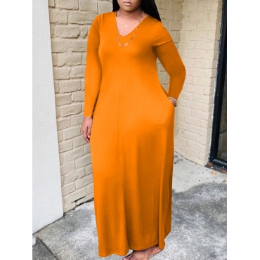 

LW Plus Size V Neck Pocket Design A Line Dress, Croci