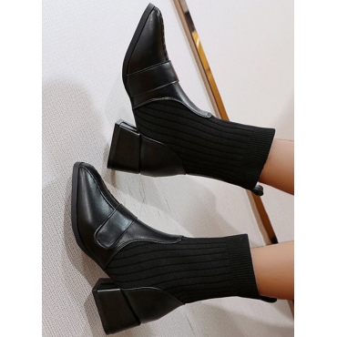 

LW Rib-Knit Booties, Black