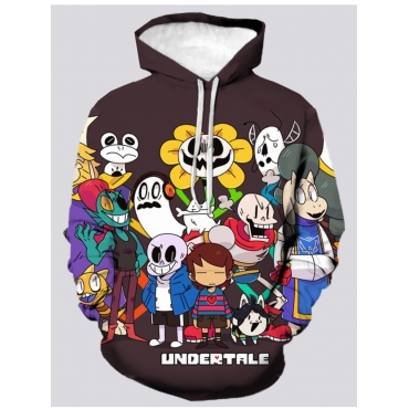 

LW Men Cartoon Letter Print Hoodie, Multi