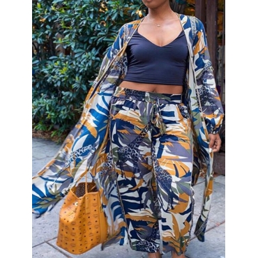 

LW Plus Size Bohemian Print Multicolor Pants Set, Multi