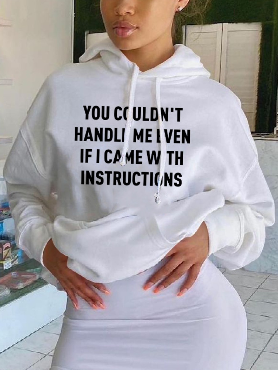 

LW Letter Print Pocket Design Hoodie, White