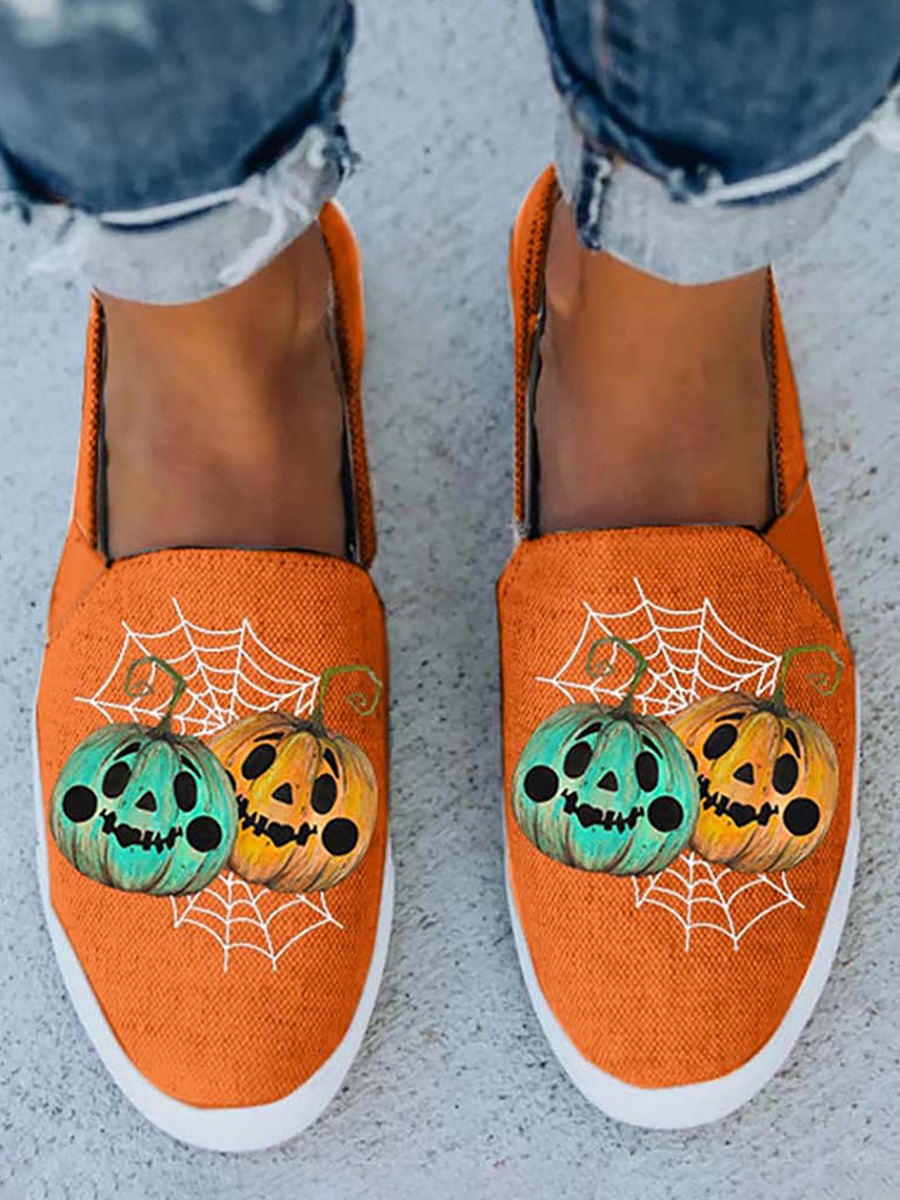 

LW Halloween Pumpkin Print Flats, Orange