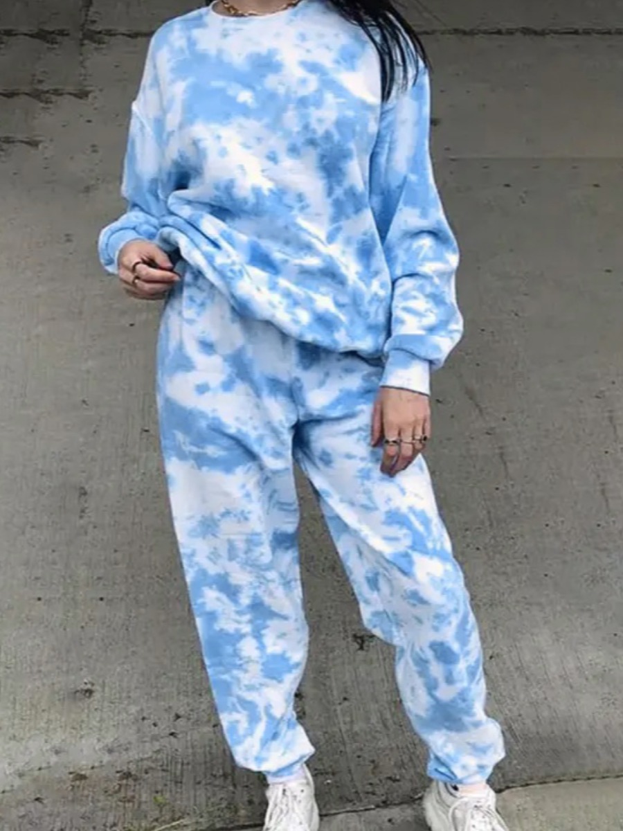 

LW Sweat Pullover Tie Dye Tracksuit Set, Blue