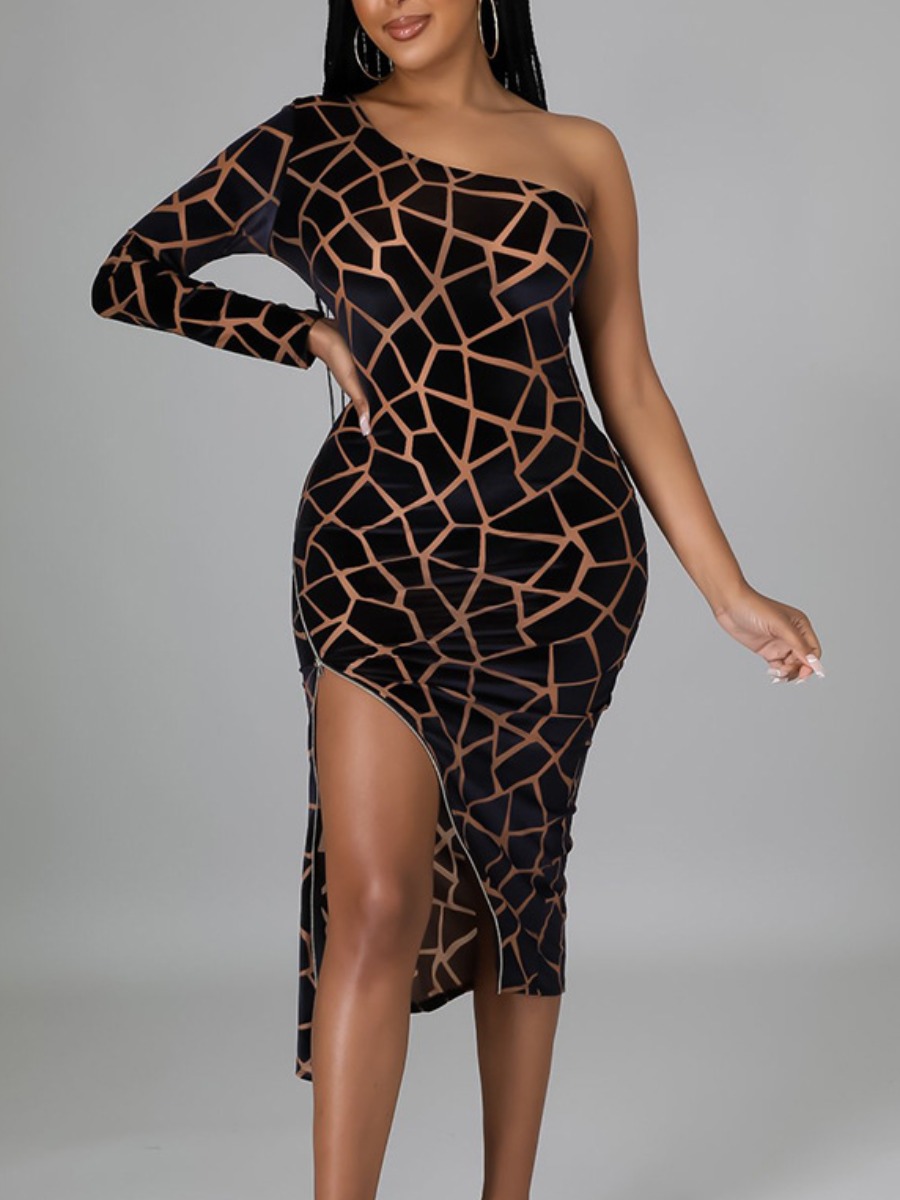 

LW SXY Split Zipper Design High Low Dress, Black