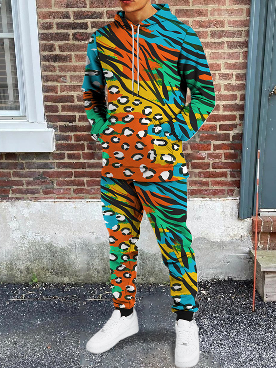 

LW Men Mixed Print Pocket Tracksuit Set, Multi