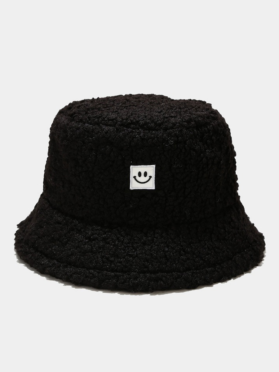 

LW Men Embroidered Plush Hat, Black