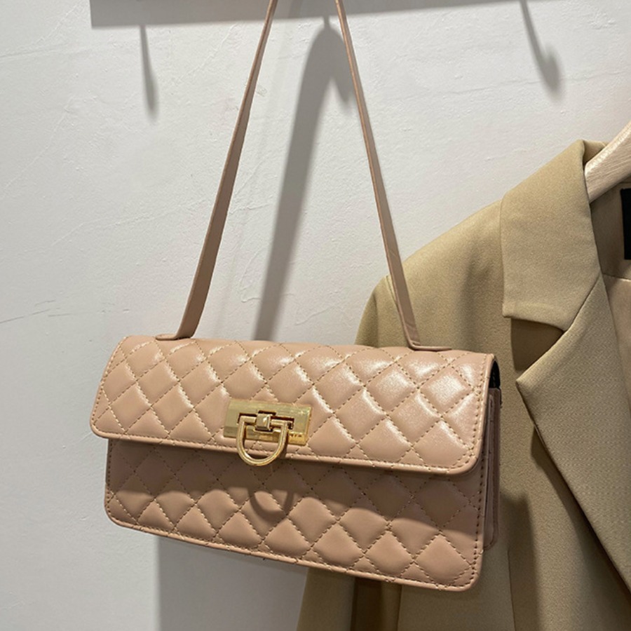 

LW Embossed Quilted Shoulder Bag, Khaki