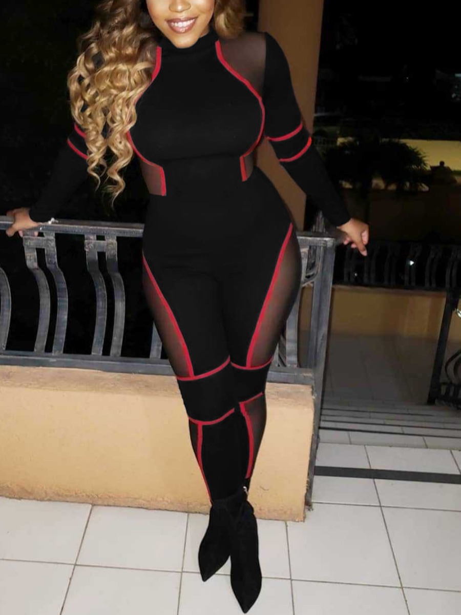 

LW SXY See-through Invisible Zipper Jumpsuit, Black