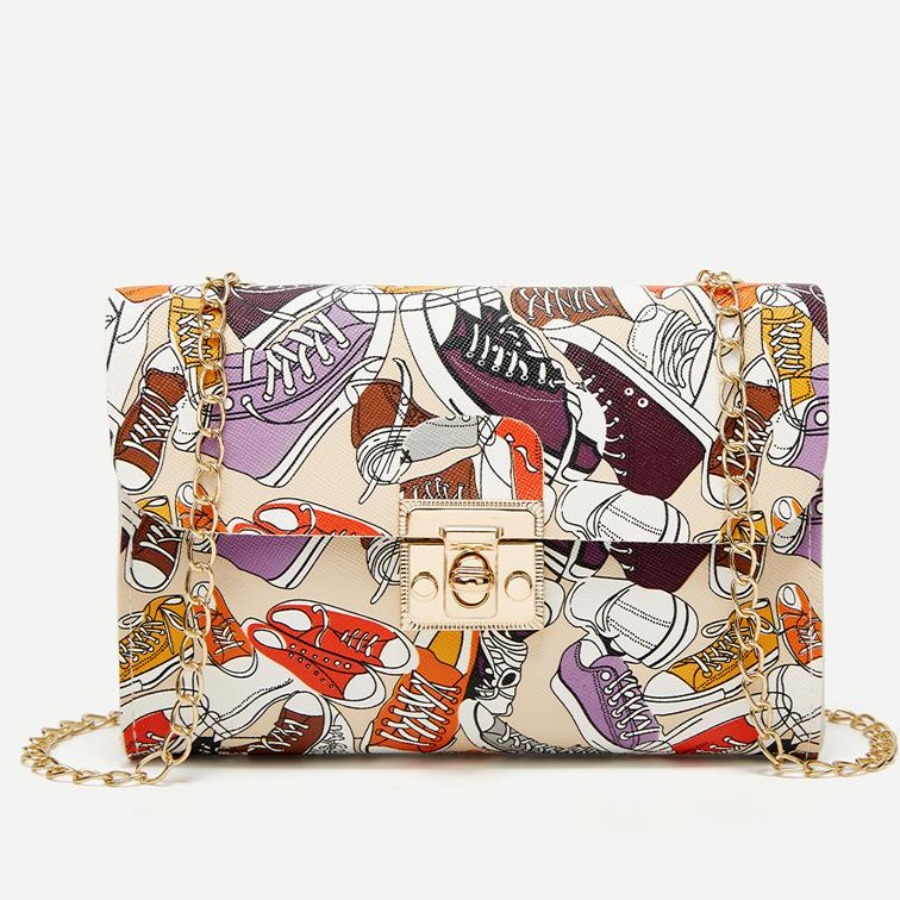 

LW Casual PU Shoes Print Crossbody Bag, Multi