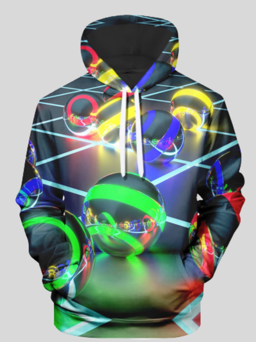 

LW BASICS Men Casual Hooded Collar Mixed Print Hoodie, Multi