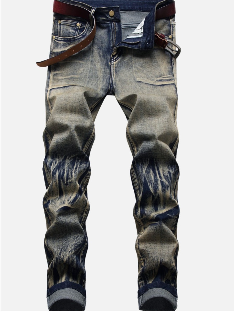 

LW Men Street Denim Nostalgic Retro Pocket Jeans, Grey