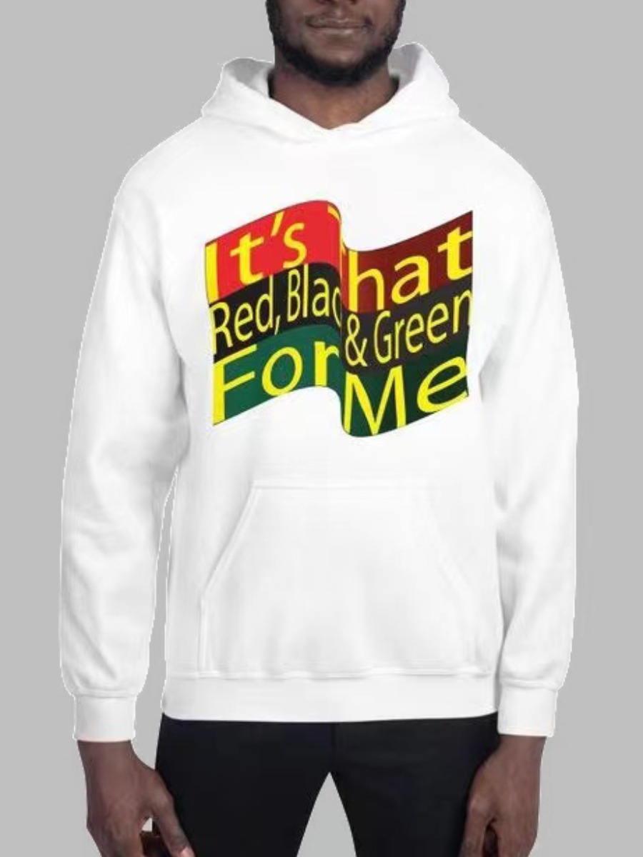

LW Men Letter Print Pocket Design Hoodie, White