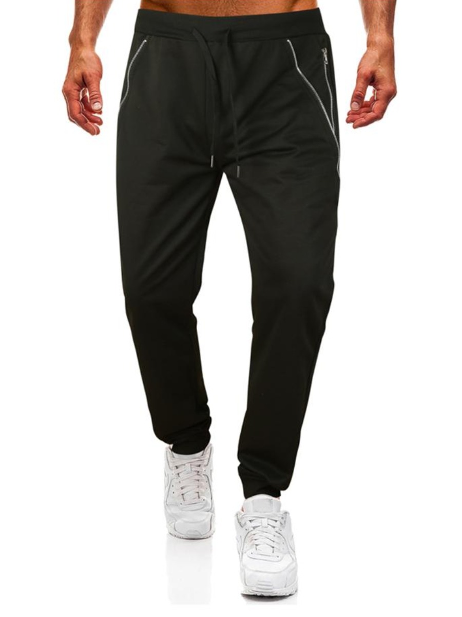 

LW Men Striped Drawstring Pants, Black