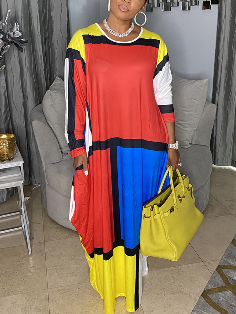 

LW Patchwork Pocket Design Dress, Multi