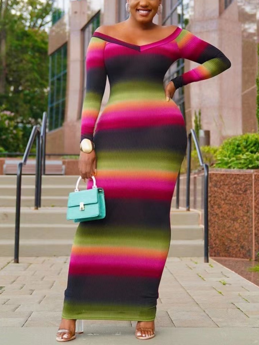 

LW Gradient Striped Bodycon Dress, Multi