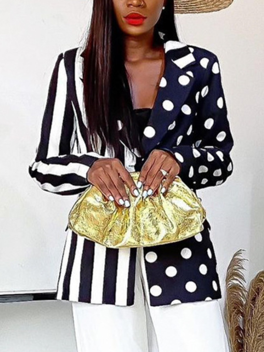

LW Striped Polka Dot Blazer, Black