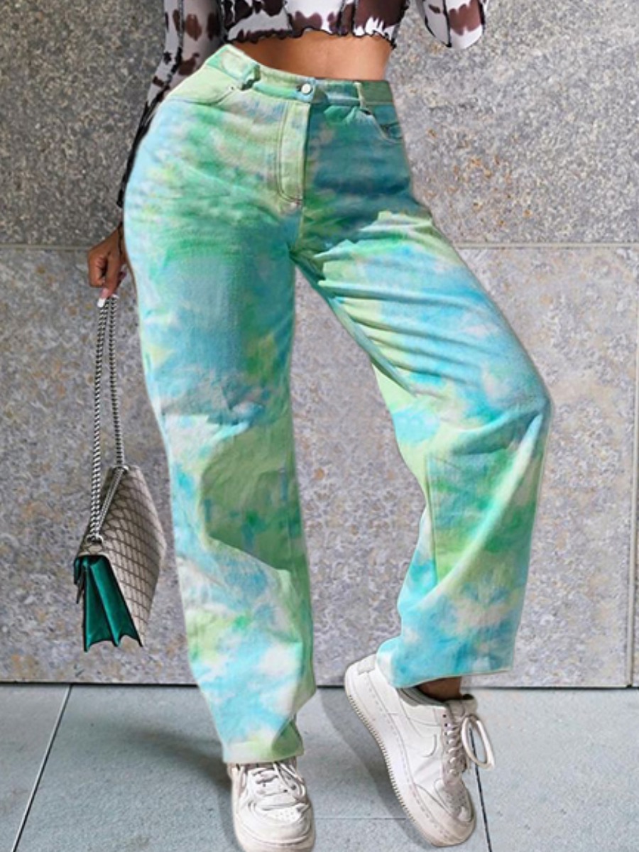 

LW High Waist Tie Dye Jeans, Multi