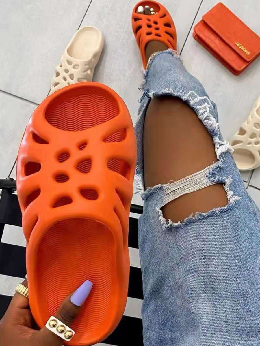 

LW BASICS Hollow-out Design Slippers, Orange