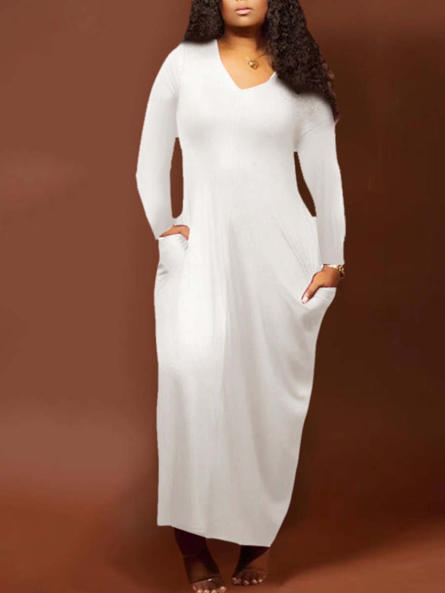 

LW Pocket Design Basic Dress, White