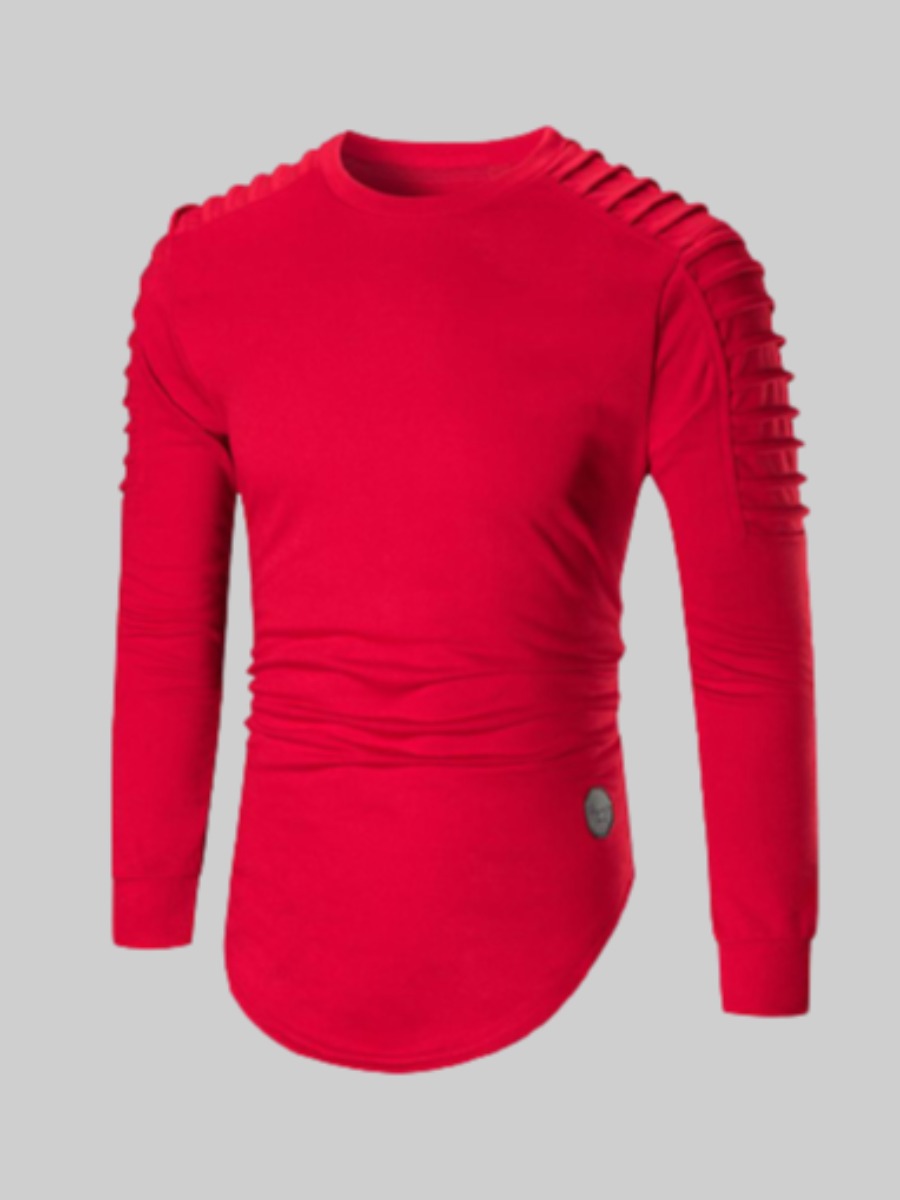 

LW Men Ruched Basic Skinny Hoodie, Red